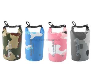 Camo Heren dames Roll-Top PVC Dry Bag Waterdichte rugzak Volledig waterdichte strandtassen buitenwatersporten wandelen kamperen reizende rugzakken