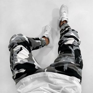 Camo Broek Stretch Streetwear Hip Hop Heren Jeans Gedrukt Brief Jogger Denim Potlood Broek Mannelijke Zakken Ontwerp Jeans Broek Striped233v