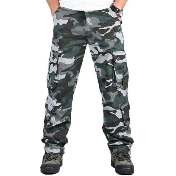 Camo Pantalon Hommes Militaire Multi Poche Cargo Pantalon Hip Hop Joggers Salopette Urbaine Outwear Camouflage Tactique En Gros 220325