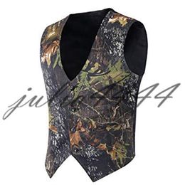 Camo Print Groom Gilets Hunter Mariage Gilets Camouflage Slim Fit Mens Gilets V Neck Custom Made2151