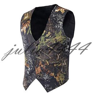 Camo Print Bruidegom Vesten Hunter Bruiloft Vesten Camouflage Slim Fit Heren Vesten V-hals Custom Made225g