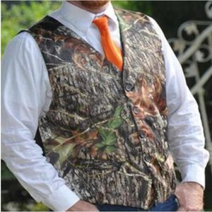 Camo bedrukte bruiloft bruidegomvesten bruideginnen vesten v-neck heren pak vesten vest heren jurk vest waistcoat jurk jager prom pa 278n