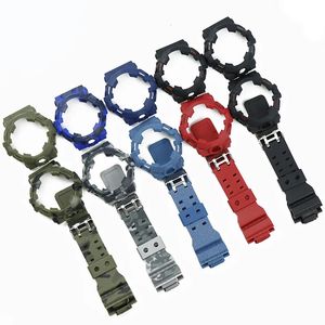 Boîtier de bracelet en résine camouflage pour hommes, accessoires de montre pour GSHOCK GA700 GA735, bracelet de montre de sport en caoutchouc étanche pour dames 240106