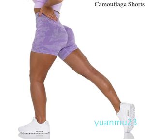 Pantalones cortos de camuflaje sin costuras para mujer, pantalones cortos de LICRA para Fitness, elásticos, transpirables, para levantamiento de cadera, deportes de ocio, correr y Fitness