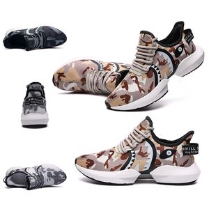 Camo Sport dans les chaussures Desert Luxury Navy bleu Hommes Baskets femmes Baskets Shark Marque maison Made hommes Chine taille en cours d'exécution 39-44