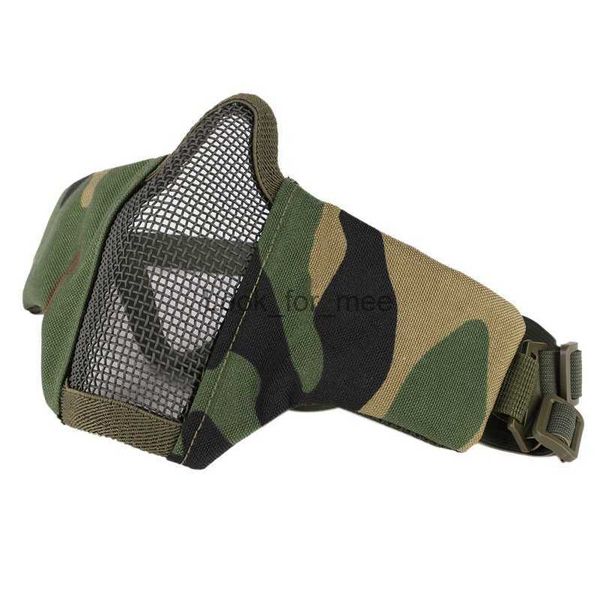 Camo Tactical Airsoft Military Mask Half Face Strike Metal Mesh Protective Mask HKD230810