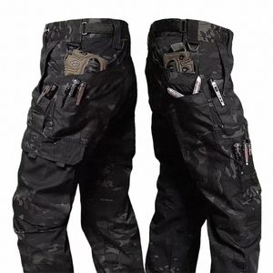 Camo Pantalon tactique hommes militaire imperméable Ripstop SWAT Pantalon de combat en plein air multi-poches résistant à l'usure armée Cargo Pant F41j #