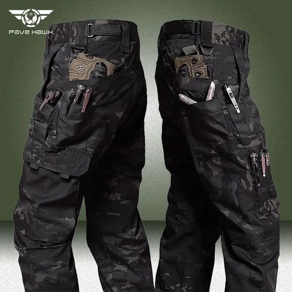 Camo Tactical Pantals Men militaire imperméable Ripstop Swat Combat Pantalons de combat Outdoor Multi-Pocket Ush-Resistant Army Cargo Pant 240409