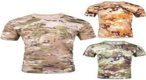 Camisa táctica de camuflaje Camiseta de combate de secado rápido de manga corta Men039s Camuflaje Ejército militar Camiseta Caza al aire libre Senderismo Shirt7222014