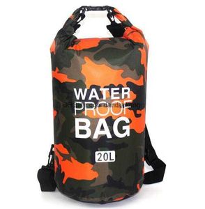 Camo waterdichte zwem-droogzakken draagbare outdoor drijvende kleding schoenen telefoon opbergtas emmer strand camping reizen zwemmen rugzakken schoudertas