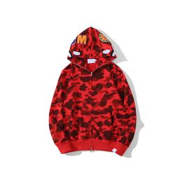 camo haai heren hoodie met rits camouflageprint Sweatshirt badende aap vest Hoodies Hip Hop Letters Lange mouw Pluche heren vrouw S-2XLUJCY Earb