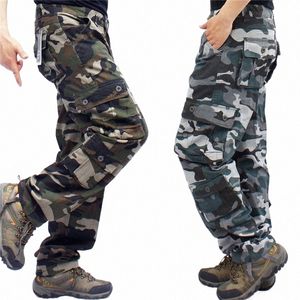 Camoue Camo Pantalones Cargo Hombres Casual Cott Multi Pocket Lg Pantalones Hip Hop Joggers Monos urbanos Pantalones tácticos militares E4V7 #
