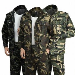 Camoue Imprimer Vêtements de travail d'hiver Costume Hommes Veste Pantalon Ensemble épais résistant à l'usure Anti-rayures Hommes Uniforme Soudeur Auto Costume C3hl #