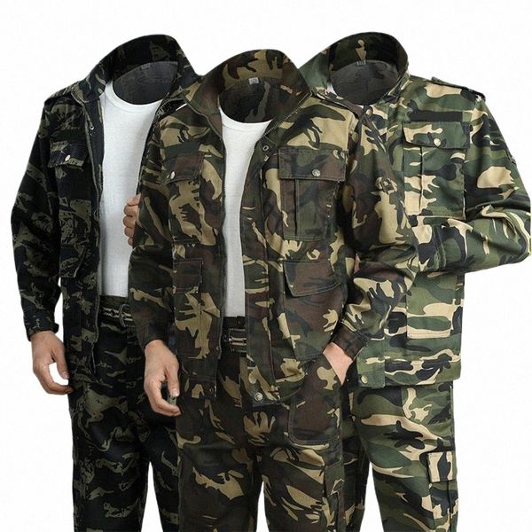 Camoue Imprimer Vêtements de travail d'hiver Costume Hommes Veste Pantalon Ensemble épais résistant à l'usure Anti-rayures Hommes Uniforme Soudeur Auto Costume e9ZK #