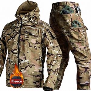 Camoue – ensemble veste tactique et pantalon pour homme, combinaison militaire à coque souple, ensemble d'entraînement 2 pièces, multi-poches, imperméable, vêtements d'extérieur en peau de requin, E439 #