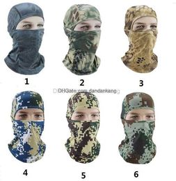 Camouflage Bivakmuts Gezichtsmasker Hoed CS Wargame Paintball Fietsen Jagen Leger Fietshelm Voering Maskers Tactisch Airsoft Chief Cap Kamperen Wandelen Hoofddoek Tulband