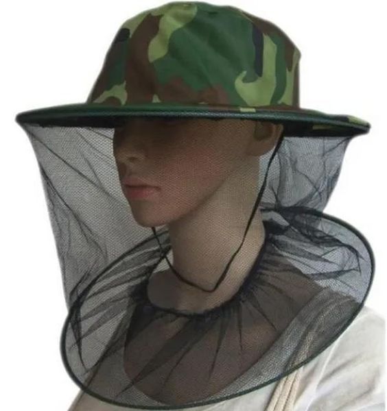 Camouflage apiculteur apiculteur anti-moustique insectes insectes mouche de masque de casquette avec une protection contre le visage en filet net