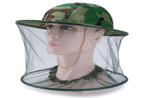 Camuflaje apicultura apicultor antimosquitos abeja insecto mosca máscara gorra sombrero con cabeza red malla equipo de pesca al aire libre 4546603