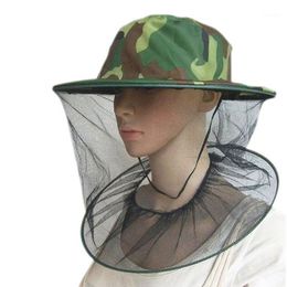 Camuflaje Apicultura Sombrero de pesca Mosquitera Gorras Malla Apicultor Gorra protectora Máscara Al aire libre Anti abeja Cuello Velo Cubierta para la cabeza Máscaras de ciclismo