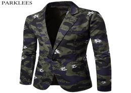 Camouflage Blazer Jacket Men 2017 tout nouveau imprimé Blazers Blazers décontractés Single Men Suit Blazer Slim Fit Winter 2xl3555603