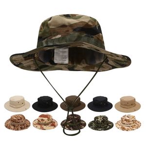 Camuflage Boonie Men Hat Tactical Us Bucket Hats Milicam Multicam Panamá Caza de verano Caza de caminata de camuflaje al aire libre Capas de sol 240410