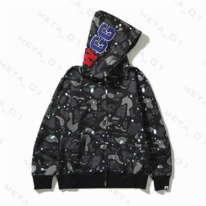 camouflage marque Sweats à capuche pour hommes Sweatshirts Bapes Shark Sweats à capuche Hommes Femmes Camo Shark Full Zip Sweat à capuche Mode Hommes Styliste Cartoon Sharks Motif chiné J7MN