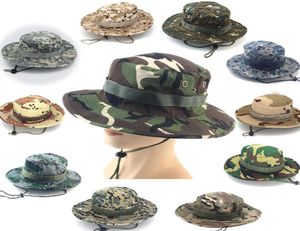 Camouflage Emmer Hoed Outdoor Bescherming Bergbeklimmen Vissen Cap Zonnehoed Zomer Ademend Brede Rand Hoeden Met Aantrekkoord6609330