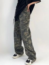 Camouflage lading broek dames y2k straatkleding low-end jeans retro wide been heren denim rechte broek Harajuku heren 240426