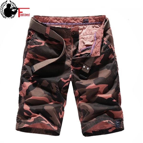 Camuflaje pantalones cortos de carga hombres verano estilo militar ropa de algodón calzones camo bermudas masculino 40 gris naranja rojo ejército verde 210518