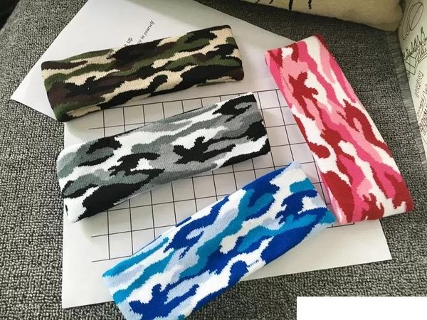 Camouflage Couleur Laine Tricoté Bandeau Wrap pour Femmes Imprimer militaire Élastique Twist Turban Yoga Sport