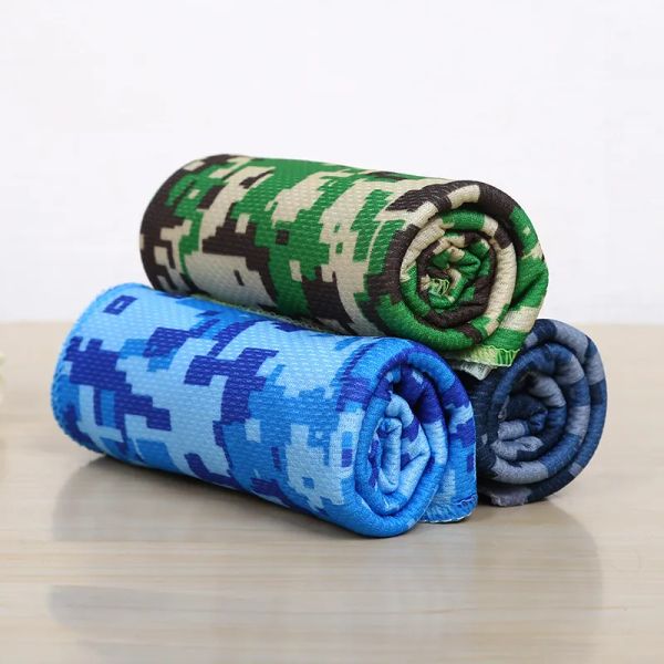 Camuflaje Cool Towels Summer Sunstroke Ice Cold Towel Yoga Ejercicio Deportes Cuello Cooler Quick Dry Soft Transpirable Sport Towel TH1020