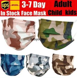 Camouflage wegwerp gezichtsmaskers met elastische oorlus 3 lagen ademend voor het blokkeren van stof lucht anti-vervuiling masker FY0208