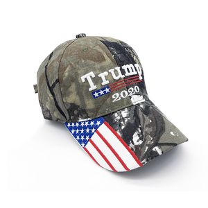 Camuflaje Sombrero de Donald Trump Gorra de béisbol con bandera de EE. UU. Keep America Great 2020 Sombrero Bordado 3D Estrella Letra Camo ajustable Snapback FFA1850