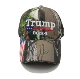 Camouflage Donald Trump voor president 2024 Ball Hat Baseball Caps Us Vlag Maga Sun Visor Party Hoed S S