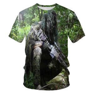 Camouflage ghillie veste extérieure camouflage d'été t-shirt masculin couleur manche courte armée de chasse