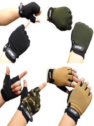 Camouflage Glants demi-doigts Men Femmes Breffable Sports Gants Antisiskid Cycling Bike Gym Fitness Sports Half Finger Glove7596703