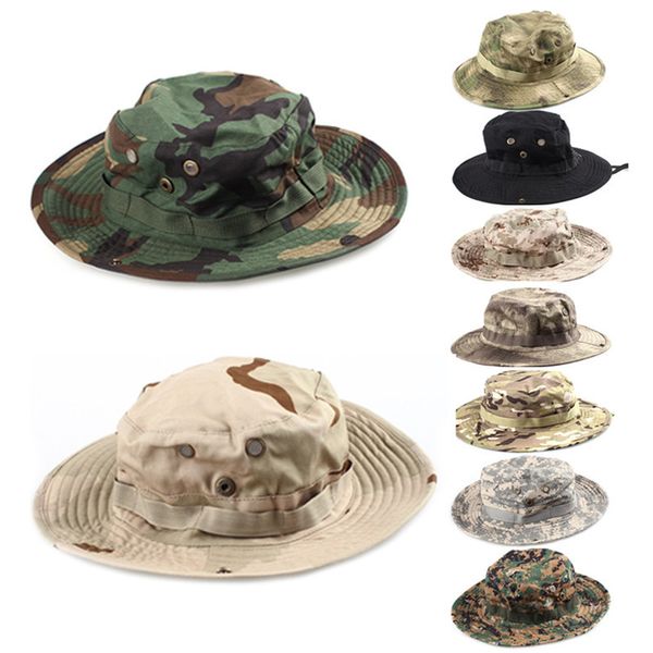 Camuflaje Sniper Sniper escondido Jungle Sports Ripstop Combate Combate Bull Brim Bucket Hat Camping Cabeza de senderismo