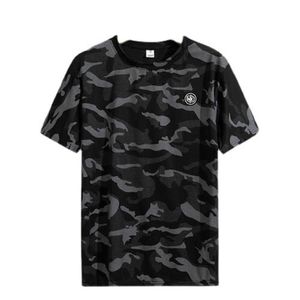 Camouflage Ice Silk Short Sheeved T-shirt voor mannen in de zomer, dunne en ademende, losse en oversized snelle drogende kleding voor mannen in sport en vrije tijd, trendy top