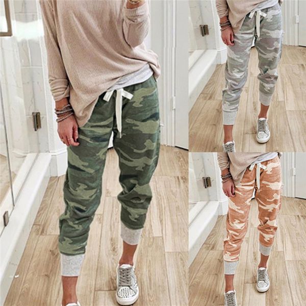 Camouflage Joggers femmes pantalons de survêtement Harem Camo pantalon cordon pantalones lâche femme taille haute poche