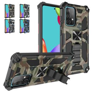 Camouflage Kickstand Cases Support Magnetic Car Mount Antichoc Phone Case Cover pour Samsung Galaxy S22 Plus S21 FE Note 20 Ultra