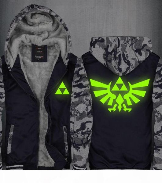 Camuflage Legend of Zelda Hombres y mujeres Velvet espesas sudaderas con capucha sudadera con capucha de invierno chaqueta de chaqueta de invierno jueves usa2859129