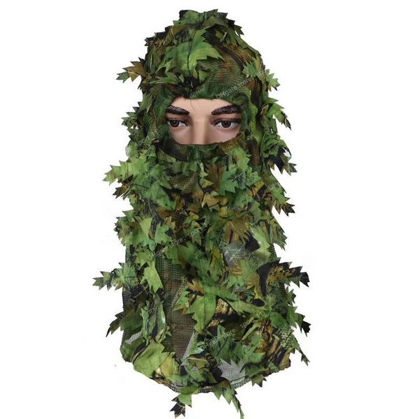 Camuflaje Hoja de arce Máscara facial 3D Traje Ghillie Francotirador Camuflaje táctico Capucha Caza Pesca Sombrero Camo Sombrero y guantes Ropa de caza Accesorios Ghillie