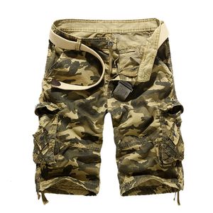 Pantalones para hombres de camuflaje, pantalones de trabajo de bolsillo múltiples sueltos recortados, pantalones cortos de gran tamaño