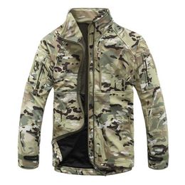 Camouflage Militaire Tactique Veste Hommes En Plein Air Softshell Sharkskin Imperméable Polaire Manteau Coupe-Vent Vestes Armée Hunt Vêtements 211217