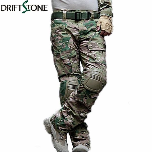 Pantalon tactique militaire de camouflage Pantalon d'uniforme militaire de l'armée Pantalon cargo de combat Airsoft Paintball avec genouillères V191114315h