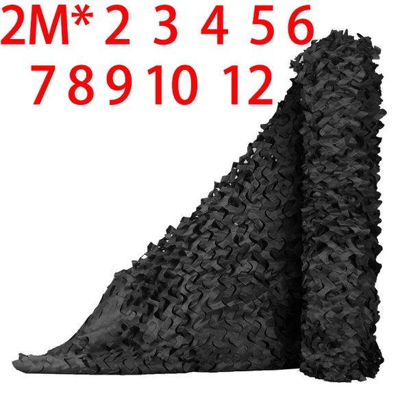 Camouflage filets noir 2 * 2 3 4 5 6 7 8 10 12m Military Army Camouflage Net Hunting Rolk Rolk Camo Netting Camouflage Mesh