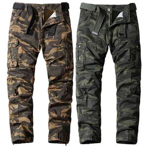 Pantalon de camouflage hommes pur coton extérieur militaire multi-poches pantalons camo tactique pantalon armée pantalon mâle printemps automne 210406