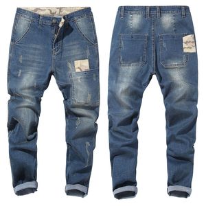 Jeans para hombres Camuflaje Patchwork Harem Hombres Casual Loose Baggy Denim Pantalones Hip Hop Joggers Pantalones azules Hombre Ropa Tallas grandes