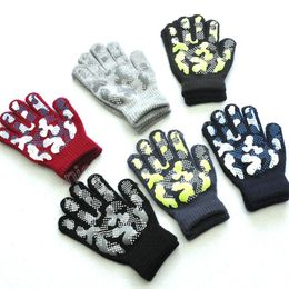 Gants tricotés chauds d'hiver pour enfants à motif de Camouflage pour 5-11 ans gants pour enfants cyclisme Sports de plein air cadeaux antidérapants