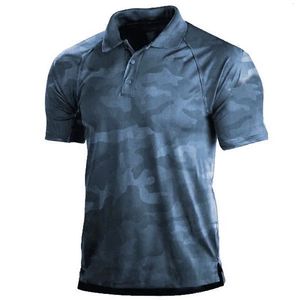 Camouflage Polo Chemise Hommes Vêtements En Plein Air Mode Casual Manches Courtes D'été Rue Surdimensionné Hommes Sport Militaire T Dessus De Chemise 240301